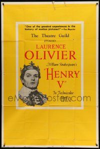 1b017 HENRY V 40x60 '47 great image of King Laurence Olivier, William Shakespeare!
