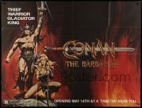 1b025 CONAN THE BARBARIAN subway poster '82 Casaro art of Arnold Schwarzenegger & sexy Bergman!