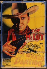 1c276 TIM MCCOY Argentinean '30s classic cowboy on his horse & holding gun, different!