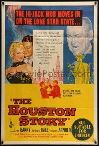 1c716 HOUSTON STORY Aust 1sh '55 Gene Barry, Barbara Hale, Arnold, William Castle, oil drilling!