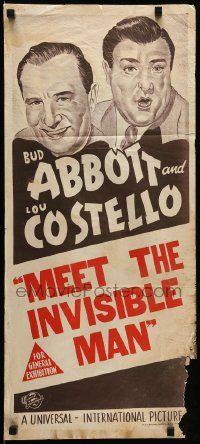 1c739 ABBOTT & COSTELLO MEET THE INVISIBLE MAN Aust daybill R50s art of detectives Bud & Lou!