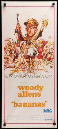 1c750 BANANAS Aust daybill '72 great artwork of Woody Allen by E.C. Comics artist Jack Davis!