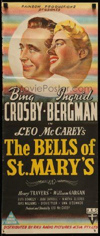 1c752 BELLS OF ST. MARY'S Aust daybill '46 art of smiling pretty Ingrid Bergman & Bing Crosby!