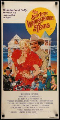 1c754 BEST LITTLE WHOREHOUSE IN TEXAS Aust daybill '82 art of Reynolds & Dolly Parton by Goozee!