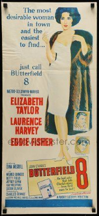 1c768 BUTTERFIELD 8 Aust daybill '60 stone litho of the most desirable callgirl, Elizabeth Taylor!