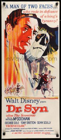 1c796 DR. SYN ALIAS THE SCARECROW Aust daybill '62 Walt Disney, Patrick McGoohan as scarecrow!