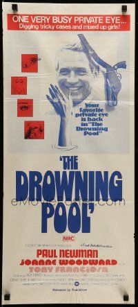 1c797 DROWNING POOL Aust daybill '75 cool image of Paul Newman as private eye Lew Harper!