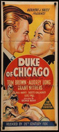 1c799 DUKE OF CHICAGO Aust daybill '49 boxer Tom Brown fighting in the ring, gorgeous Audrey Long!