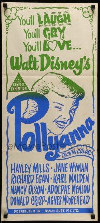 1c908 POLLYANNA Aust daybill '60s art of Hayley Mills, from the 16mm release of the film!