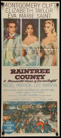 1c914 RAINTREE COUNTY Aust daybill '57 art of Montgomery Clift, Elizabeth Taylor & Eva Marie Saint