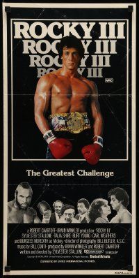 1c921 ROCKY III Aust daybill '82 great image of boxer & director Stallone w/gloves & belt!