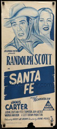 1c926 SANTA FE Aust daybill '51 cowboy Randolph Scott in New Mexico, directed by Irving Pichel