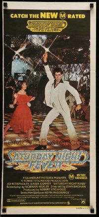 1c927 SATURDAY NIGHT FEVER Aust daybill '77 disco dancer John Travolta & Karen Gorney, M-rated!