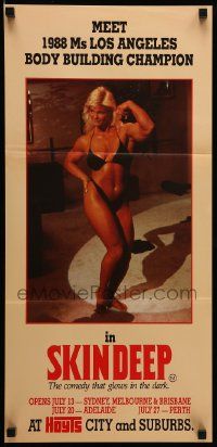 1c940 SKIN DEEP teaser Aust daybill '89 Blake Edwards, wacky sexy image of female bodybuilder!