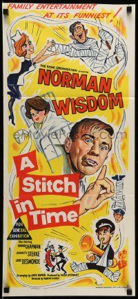 1c948 STITCH IN TIME Aust daybill '63 Norman Wisdom, Edward Chapman, wacky different art!