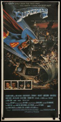 1c953 SUPERMAN II Aust daybill '81 Christopher Reeve, Terence Stamp, cool art by Daniel Goozee!