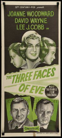 1c969 THREE FACES OF EVE Aust daybill '57 David Wayne, Joanne Woodward has multiple personalities!