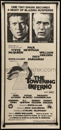 1c977 TOWERING INFERNO Aust daybill R70s McQueen & Newman, art of burning building by John Berkey!