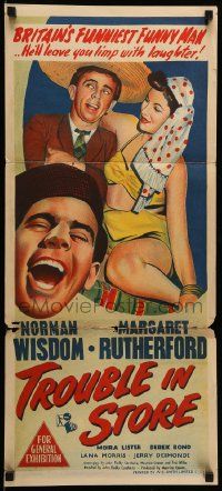 1c979 TROUBLE IN STORE Aust daybill '53 Norman Wisdom, the English clown prince of the screen!
