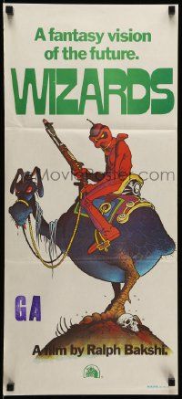 1c995 WIZARDS Aust daybill '77 Ralph Bakshi directed, cool fantasy art by William Stout!