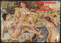 1c493 VINDINGEVALS German 33x47 '68 Ake Falck Swedish suicide melodrama, nude art by Renoir!