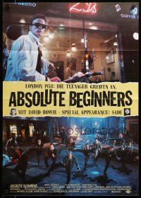 1c499 ABSOLUTE BEGINNERS German '86 David Bowie stars, cool image of dance number, O'Conell!