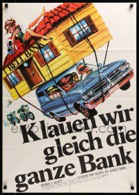 1c516 BANK SHOT German '74 wacky art of George C. Scott & crew taking the whole bank on a car!