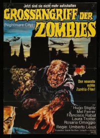 1c634 NIGHTMARE CITY German '80 Umberto Lenzi, cool zombie horror artwork!