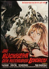 1c651 RETURN OF THE EVIL DEAD German '73 cool horror art of skeleton grabbing sexy girl!