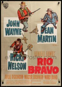 1c654 RIO BRAVO German '59 different Rolf Goetze art of John Wayne, Ricky Nelson, Dean Martin!