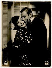 1c263 DESIRE German LC #24 '36 close up of sexy jewel thief Marlene Dietrich hugging Gary Cooper!