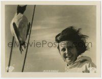 1c267 S.O.S. EISBERG German LC #8 '33 smiling Leni Riefenstahl with windblown hair on ship!