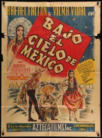 1c300 BAJO EL CIELO DE MEXICO Mexican poster '37 Fernando de Fuentes, Rafael Falcon, Vilma Vidal!