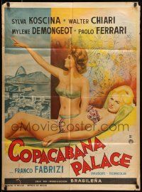 1c304 COPACABANA PALACE Mexican poster '65 completely different sexy artwork of two women!