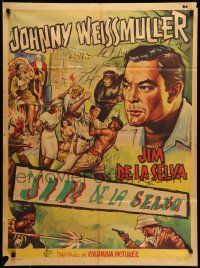 1c320 JUNGLE JIM Mexican poster '50s completely different art of Johnny Weissmuller & chimp!
