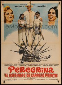 1c327 PEREGRINA Mexican poster '74 Mario Hernandez, wild art of man impaled on spikes!