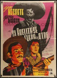 1c332 SI ADELITA SE FUERA CON OTRO Mexican poster '48 art of Jorge Negrete & Gloria Marin w/guns!