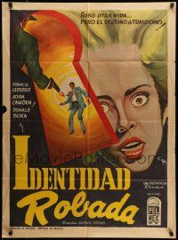 1c333 STOLEN IDENTITY Mexican poster '53 Donald Buka, Camden, completely different art by Ruiz!