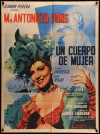 1c337 UN CUERPO DE MUJER Mexican poster '49 sexy Maria Antonieta Pons by Juanino Renau Berenguer!