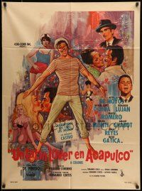 1c338 UN LATIN LOVER EN ACAPULCO Mexican poster '68 wonderful sexy artwork of top cast!