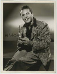 1d045 ALLAN JONES deluxe 10x13 still '36 smiling seated portrait w/ pipe by Clarence Sinclair Bull!