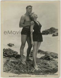 1d135 FROM HERE TO ETERNITY 11x14.25 still '53 Burt Lancaster & Deborah Kerr standing on beach!
