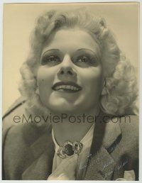 1d179 JEAN HARLOW deluxe 10x13 still '30s head & shoulders smiling portrait signed by her mother!