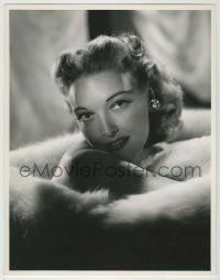 1d224 KARIN BOOTH deluxe 10.25x13 still '47 incredible portrait wrapped in fur with shadows!
