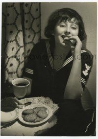 1d263 LUISE RAINER deluxe 8.25x11.5 still '37 eating cookies & coffee in sailor suit by Hurrell!