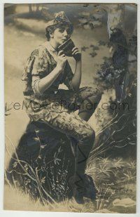 1d294 MAUDE ADAMS deluxe stage play 7x11 still 1913 in costume as Peter Pan playing pan flute!