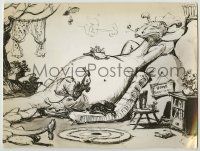 1d340 RELUCTANT DRAGON deluxe 9.25x12.25 still '41 Disney cartoon, sketch of him sleeping at home!