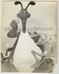 1d338 RELUCTANT DRAGON deluxe 9.5x12 still '41 Disney cartoon, he's drinking tea with knight & boy