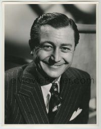 1d346 ROBERT YOUNG deluxe 10x13 still '43 smiling c/u in pinstripe suit from Slightly Dangerous!