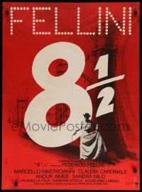 1f838 8 1/2 French 23x31 R80s Federico Fellini classic, different title artwork by Kerfyser!